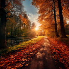 Wall Mural - sunny autumn day in the forest