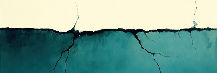 Wall Mural - Abstract texture with cracks on a blue and cream background.