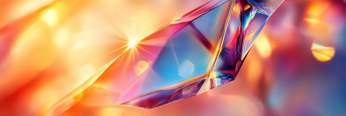 Wall Mural - Colorful abstract crystal with light reflections on a soft background