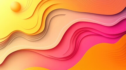 Wall Mural - Colorful wave pattern with smooth curves and vibrant hues of pink and orange.