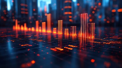 Poster - Abstract digital visualization of data in a cityscape 