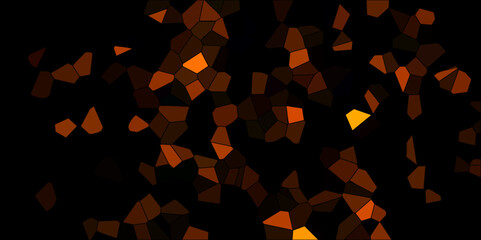 Wall Mural - dark orange and black broken stained glass background with black lines. voronoi diagram background. 