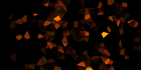 Wall Mural - dark orange and black broken stained glass background with black lines. voronoi diagram background. 