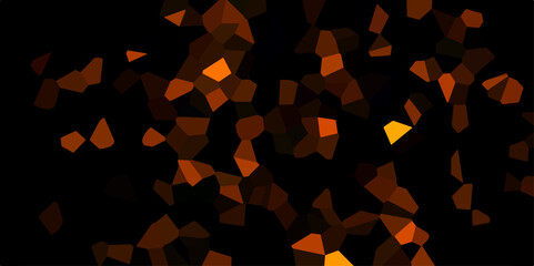 Wall Mural - dark orange and black broken stained glass background with black lines. voronoi diagram background. 