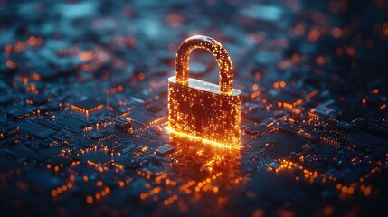 Poster - Digital lock symbolizing cybersecurity and data protection