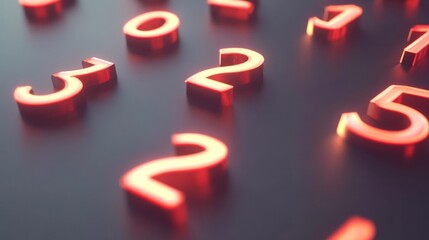Glowing Red Numbers Scattered On Dark Surface