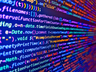 black background space with multiple layers coding. ad with work for developer. work of software dev