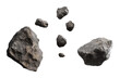 © cac_tus - Floating space rocks isolated on transparent background, astronomy and science concept