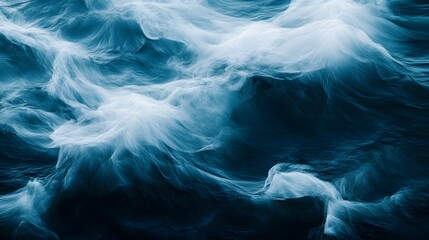 Poster - Ethereal Ocean Waves with Fluid Motion and Vivid Blue Tones Capturing the Beauty and Power of Nature in a Captivating Abstract Composition