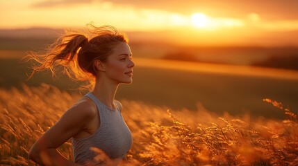 Aufkleber - A balanced lifestyle image with a professional enjoying a morning run before work Stock Photo with side copy space