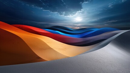 Poster - A beautiful landscape with a blue sky and a sun in the background