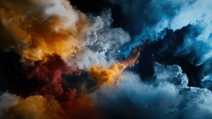 Wall Mural - A colorful cloud in the sky with a blue and orange swirl