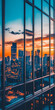 © CarlosEduardo - Edifício de escritórios em vidro elegante refletindo a paisagem urbana