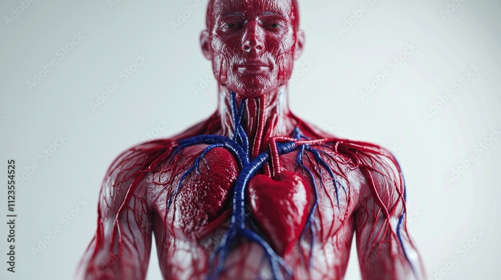interactive style medical illustration displays blood circulation ...