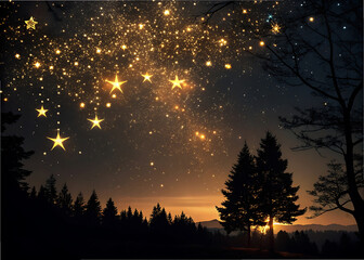 Wall Mural - Starry night sky, deep blue background, galaxy science star night, blue, sky background,
