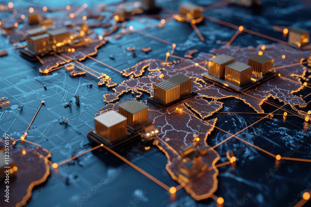 Digital depiction of intricate global value chains, showcasing ...