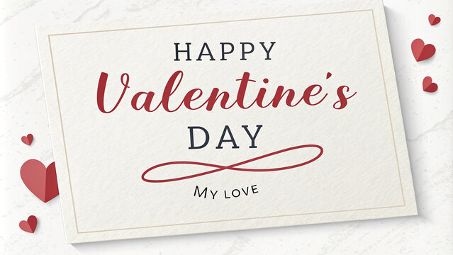 Romantic Valentine's Day Card Layout with Elegant Cursive Fonts