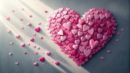 Poster - Textured 3D Pink Heart Design with Soft Gradient Background