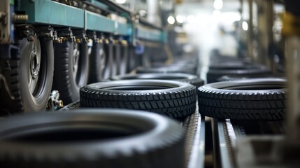 Poster - Automotive production processtire manufacturing factory industrial setting close-up view engineering concept