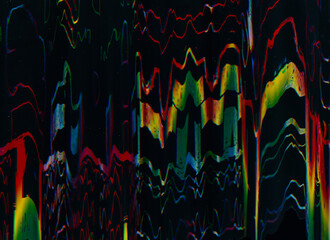 Wall Mural - glitch overlay. digital distortion texture. static noise. stripped pattern display rainbow color ele