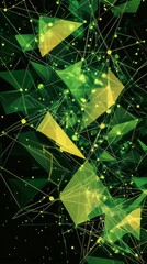 Poster - Geometric abstract design featuring vibrant green and yellow shapes. Generative AI