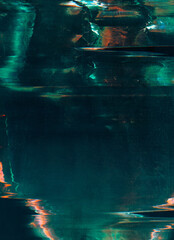 Wall Mural - dust scratch overlay. distressed foil. green orange color light flare defect artifacts glitch noise 