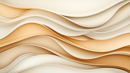 Poster - This abstract image features smooth, flowing waves in soft beige and cream tones, creating a calm and sophisticated visual texture for design use.