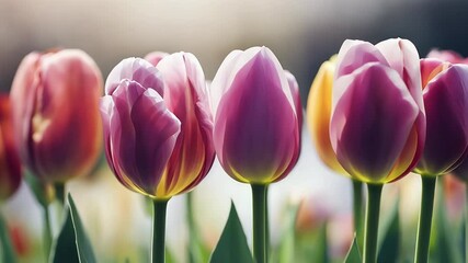 Wall Mural - flower mixed beautiful spring tulips ornamental arrangement floral tulip white decorative colorful row olated design