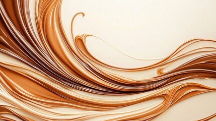 Poster - A captivating abstract composition featuring flowing lines and waves in warm tones of brown and cream, evoking a sense of tranquility and elegance.