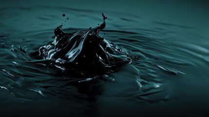 Poster - striking splash erupts from the surface of dark liquid, forming intricate shapes. interplay of light and shadows enhances the fluid dynamics in this captivating moment