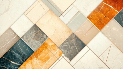 Poster - A close-up view of an intricate tile design featuring varying colors and textures. Perfect for interior design and flooring inspiration.