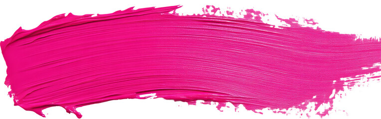 Poster - Bright pink paintbrush stroke with textured bristles and transparent background, artistic design concept