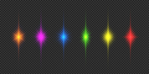 Wall Mural - set of multicolor light effects of lens flares