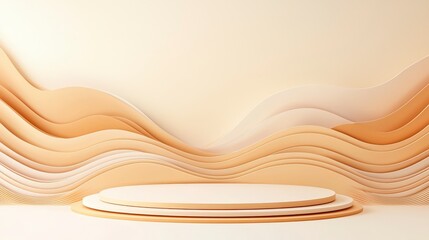 Poster - A smooth, wavy backdrop in warm tones creates a modern and elegant presentation space, perfect for showcasing products or creative designs.