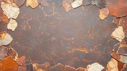 Poster - A textured background created with various natural stone pieces, showcasing earthy tones and unique shapes, perfect for design projects or crafts.