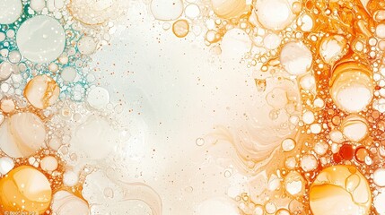 Poster - Abstract background featuring vibrant orange and yellow bubbles with a blend of soft textures. Ideal for creative projects related to art and design.