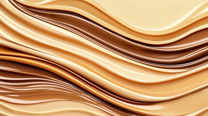 Poster - Abstract wave design featuring smooth, flowing lines in shades of beige and gold, creating a modern and elegant background for various uses.