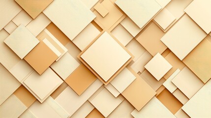 Poster - Abstract geometric composition featuring layered squares in various beige tones, creating a modern, minimalist visual appeal perfect for backgrounds.