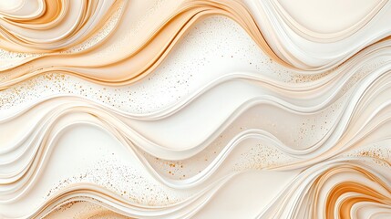 Poster - An abstract design featuring flowing waves in soft beige and white tones, creating a serene and sophisticated visual aesthetic for creative projects.