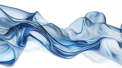 Aufkleber - Abstract blue wave design flowing across a clean white background, created with AI generative technology, highlighting smooth, dynamic lines and a sense of movement