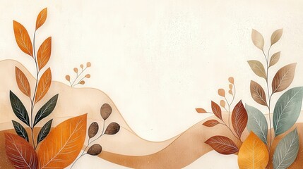 Poster - An elegant abstract design featuring stylized leaves in warm autumn colors. Perfect for backgrounds, home decor, and nature-inspired projects.