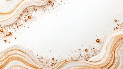Poster - Elegant abstract design featuring flowing golden waves and shimmering particles, perfect for backgrounds, invitations, or artistic projects.