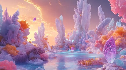 Poster - Whimsical and abstract dreamscape with impossible landscapes, ethereal creatures, and vibrant colors blending seamlessly in a surreal, mind-bending vision