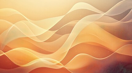 Poster - A warm, abstract design featuring flowing waves of orange and cream, creating a soothing, harmonious visual experience.