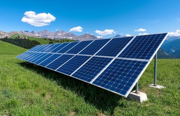 Rows of polycrystalline silicon solar cells or photovoltaic cells in a solar power plant station face upward to absorb sunlight from the sun.