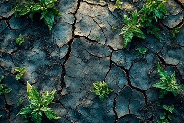 Wall Mural - Photograph of the arid soil. Challenges resulting from climate change.