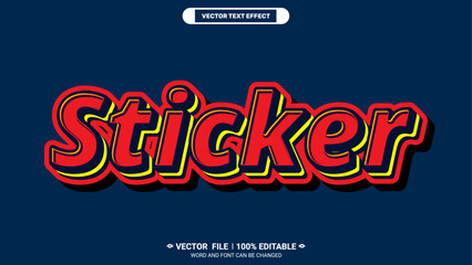Aufkleber - Sticker bold logotype 3d editable vector text style effect 