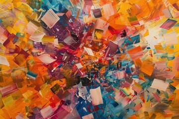 Leinwandbilder - Colorful abstract design featuring swirling patterns and vibrant hues creating a cosmic atmosphere with a sense of movement and energy