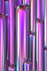 Poster - abstract metallic texture in vibrant purples and blues, creating a futuristic look with flowing, glo