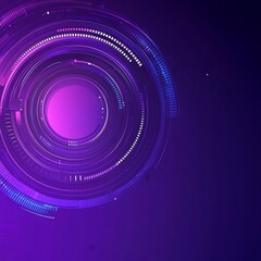 Poster - abstract futuristic purple circular digital design with sleek lines and glowing elements.